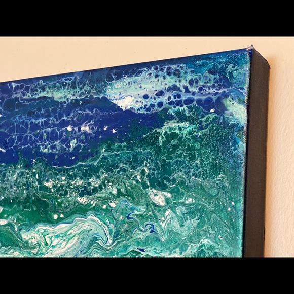 Acrylic painting original art work Ocean signed artist J. Cruz seascape beach - Picture 10 of 10